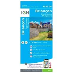 Carte IGN 3536OT Briancon, Serre Chevalier, Montgenèvre