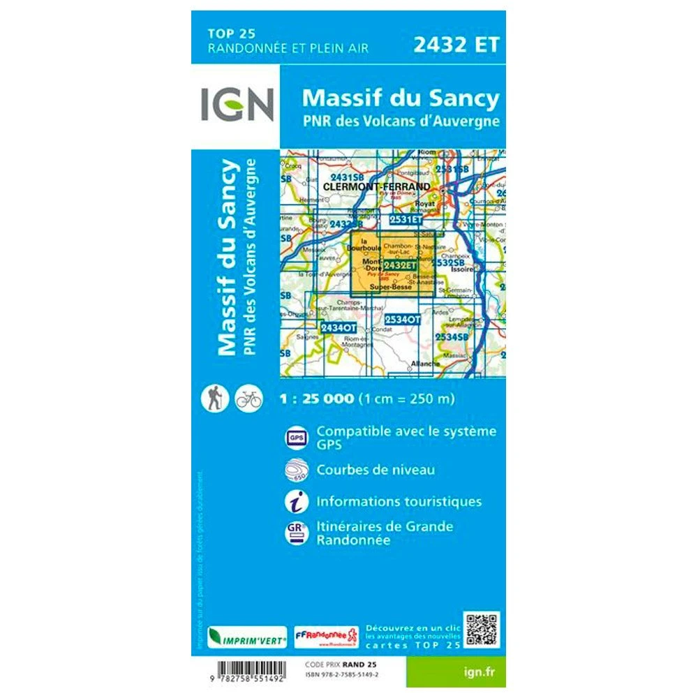Carte IGN 2432ET Massif Du Sancy, PNR Des Volcans D'Auvergne 4 Carte IGN 2432ET Massif Du Sancy, PNR Des Volcans D'Auvergne – Image 2