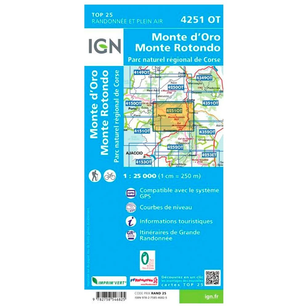 Carte IGN 4251OT Monte D'Oro, Monte Rotondo, Parc Naturel Régional De Corse 4 Carte IGN 4251OT Monte D'Oro, Monte Rotondo, Parc Naturel Régional De Corse – Image 2