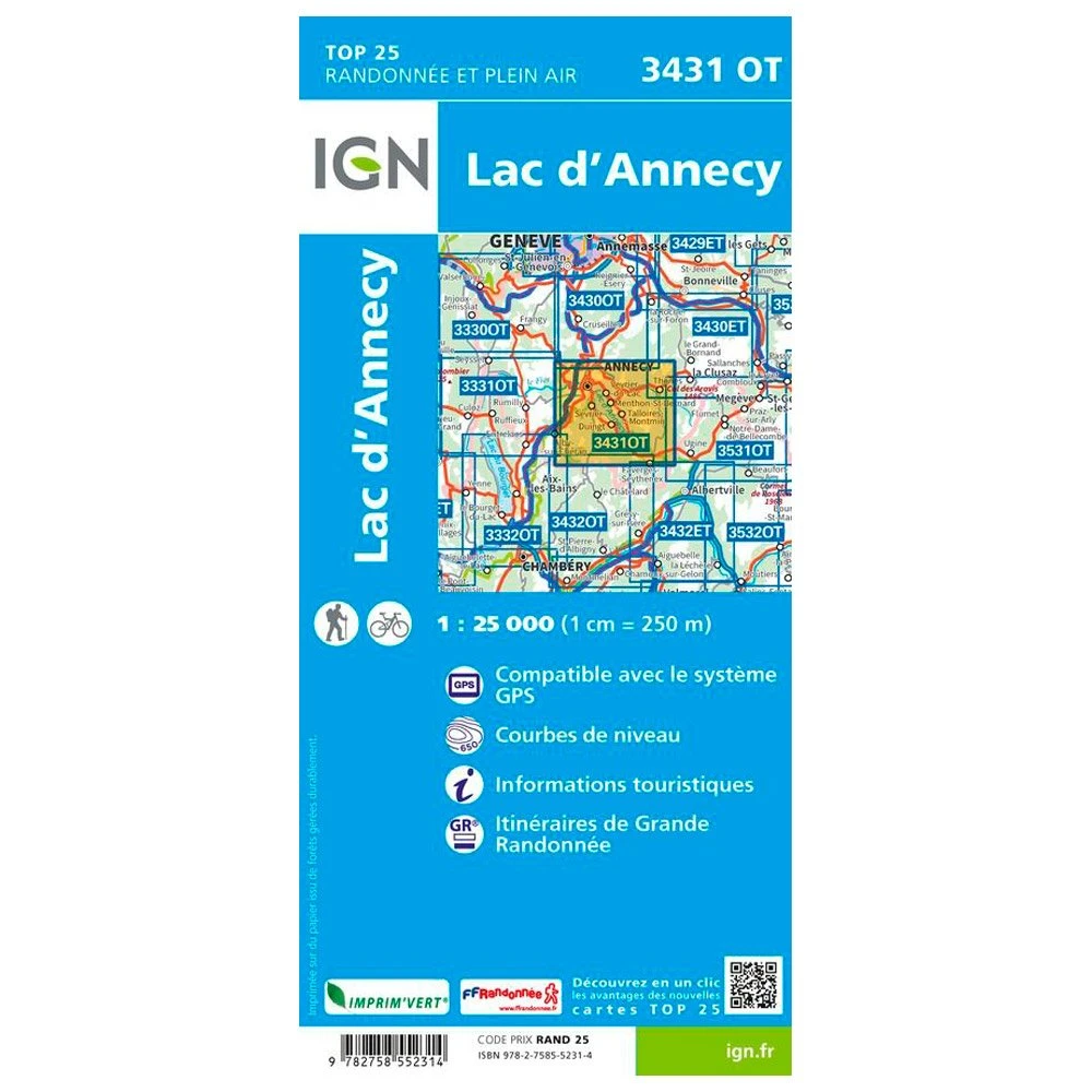 Carte IGN 3431OT Lac D'Annecy 4 Carte IGN 3431OT Lac D'Annecy – Image 2