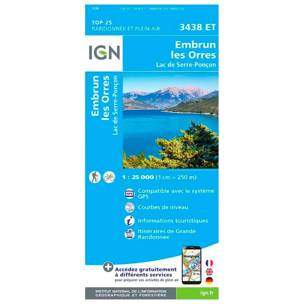 Carte IGN 3438ET Embrun, Les Orres, Lac De Serre-Ponçon 3 Carte IGN 3438ET Embrun, Les Orres, Lac De Serre-Ponçon