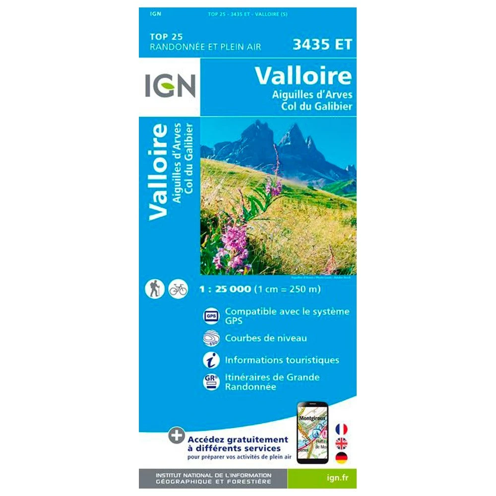 Carte IGN 3435ET Valloire, Aiguilles D'Arves, Col Du Galibier 3 Carte IGN 3435ET Valloire, Aiguilles D'Arves, Col Du Galibier