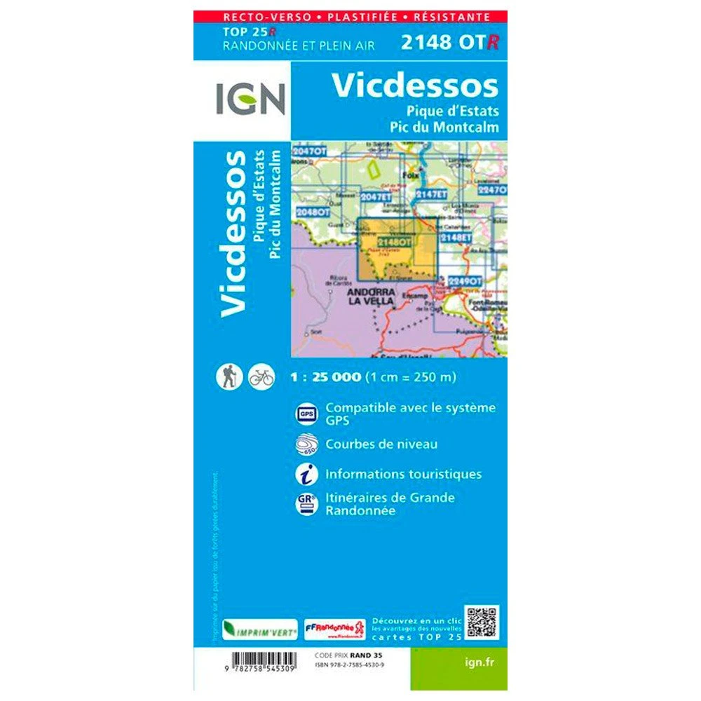 Carte IGN 2148OTR Vicdessos, Pique D'Estats, Pic Du Montcalm 4 Carte IGN 2148OTR Vicdessos, Pique D'Estats, Pic Du Montcalm – Image 2